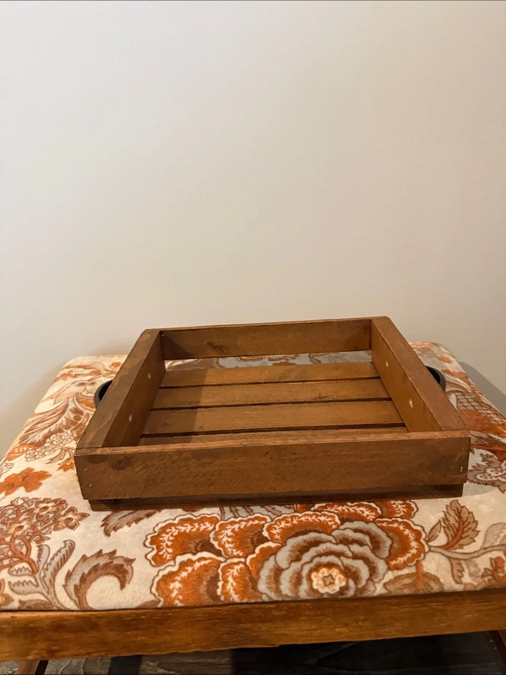 Rustic Farmhouse Wood Serving Tray w/ Metal Handles Coffee Table Decor